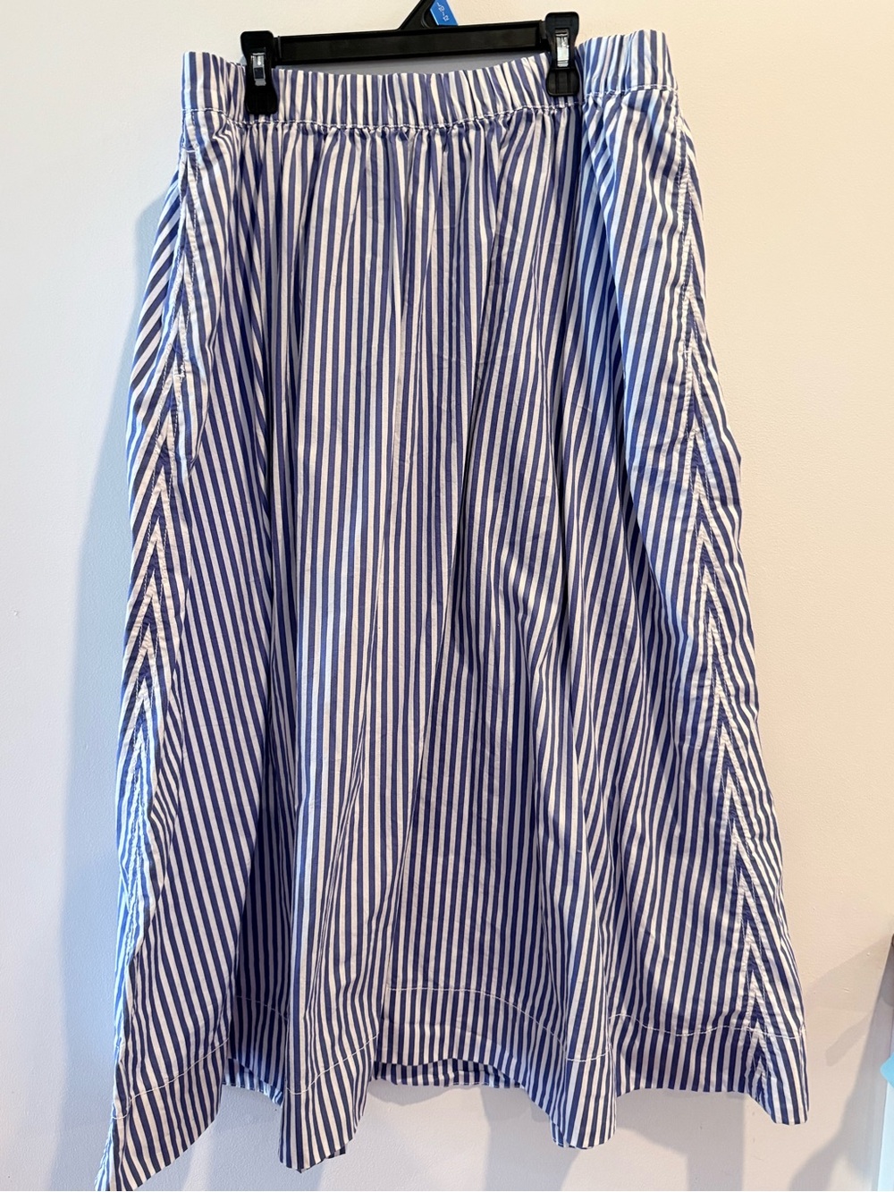 St. John's Bay Blue and White Vertical Stripe A-Line Skirt